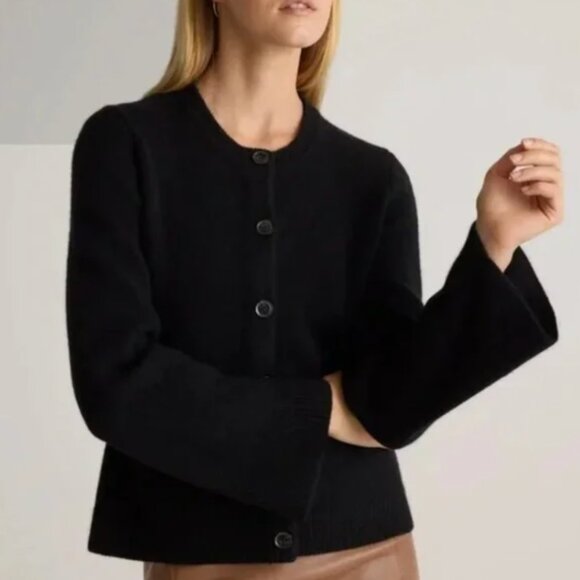 Quince Mongolian Cashmere Structured Cardigan Black Size XS NWT - Picture 1 of 13
